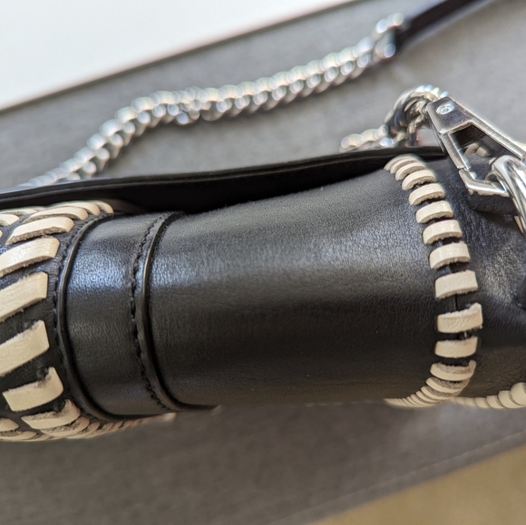 Rebecca Minkoff Whipstitch Black White Leather Purse - Picture 10 of 14